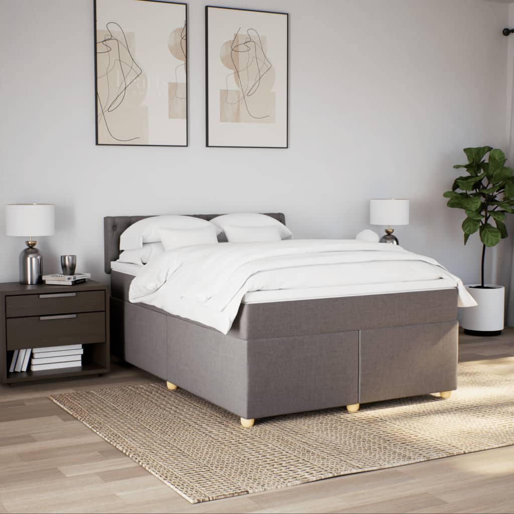 Κρεβάτι Boxspring με Στρώμα Taupe 160x200 εκ. Υφασμάτινο - Pakobazaar