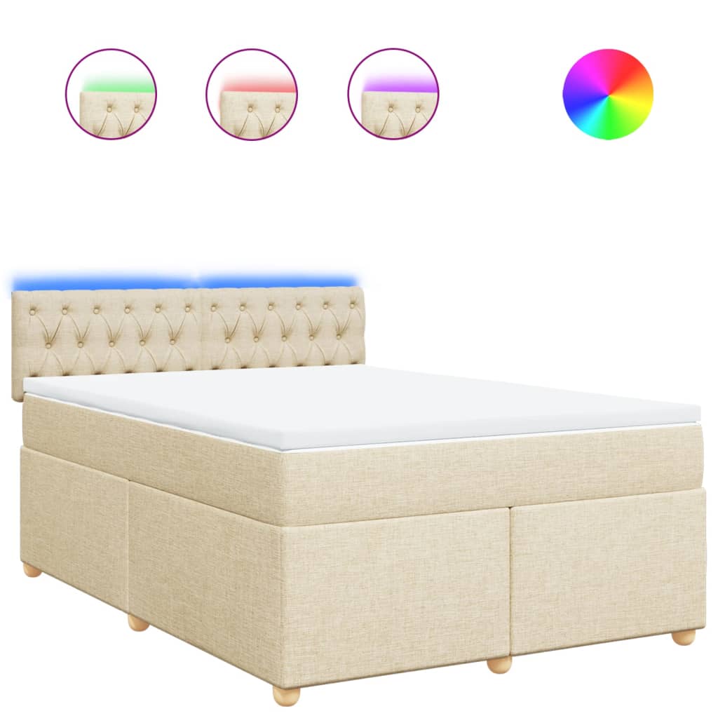 Κρεβάτι Boxspring με Στρώμα Κρεμ 160x200 εκ. Υφασμάτινο - Pakobazaar
