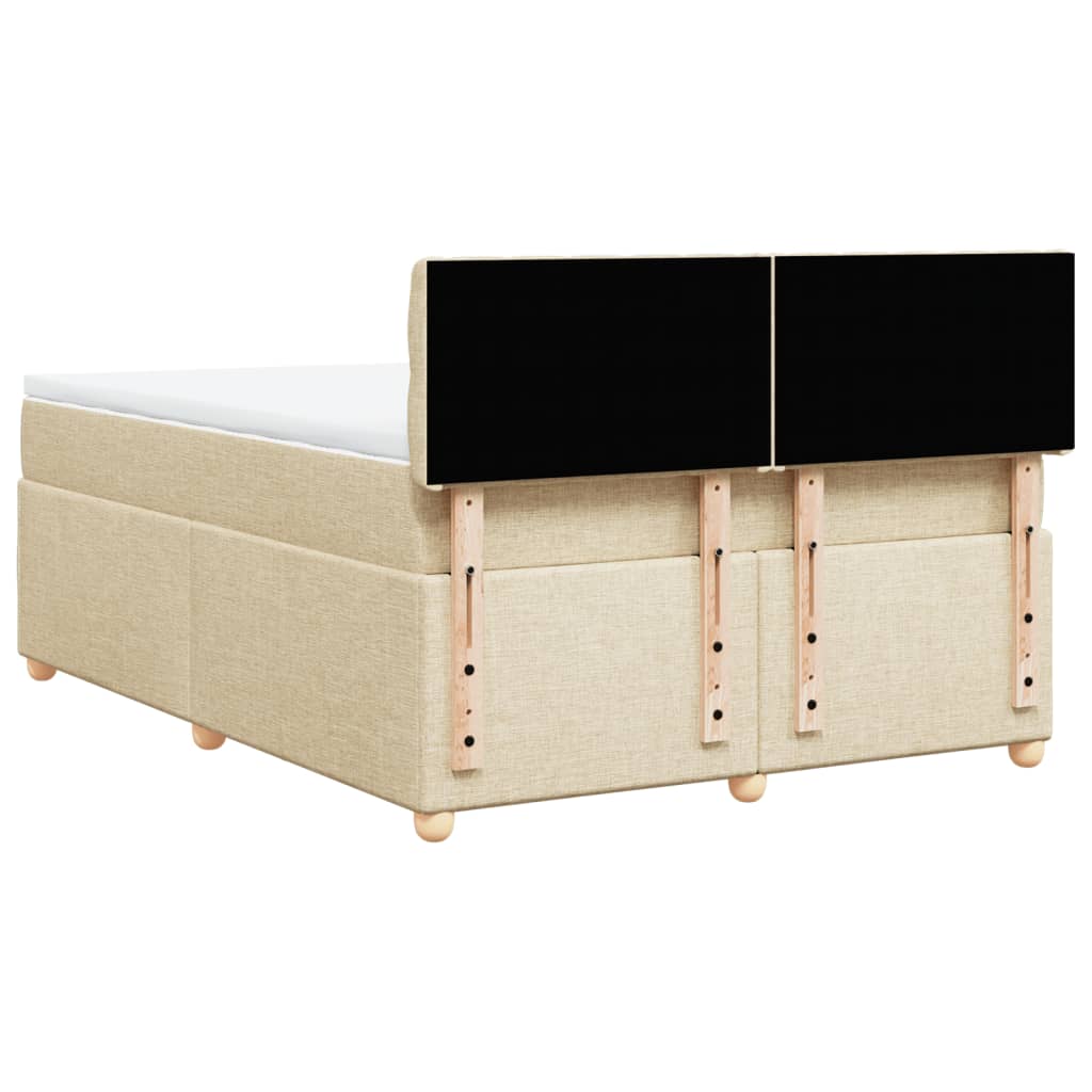 Κρεβάτι Boxspring με Στρώμα Κρεμ 160x200 εκ. Υφασμάτινο - Pakobazaar