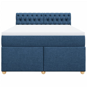 Κρεβάτι Boxspring με Στρώμα Μπλε 160x200 εκ. Υφασμάτινο - Pakobazaar