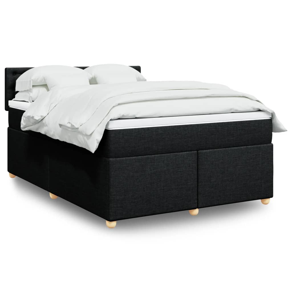Κρεβάτι Boxspring με Στρώμα Μαύρο 160x200 εκ. Υφασμάτινο - Pakobazaar