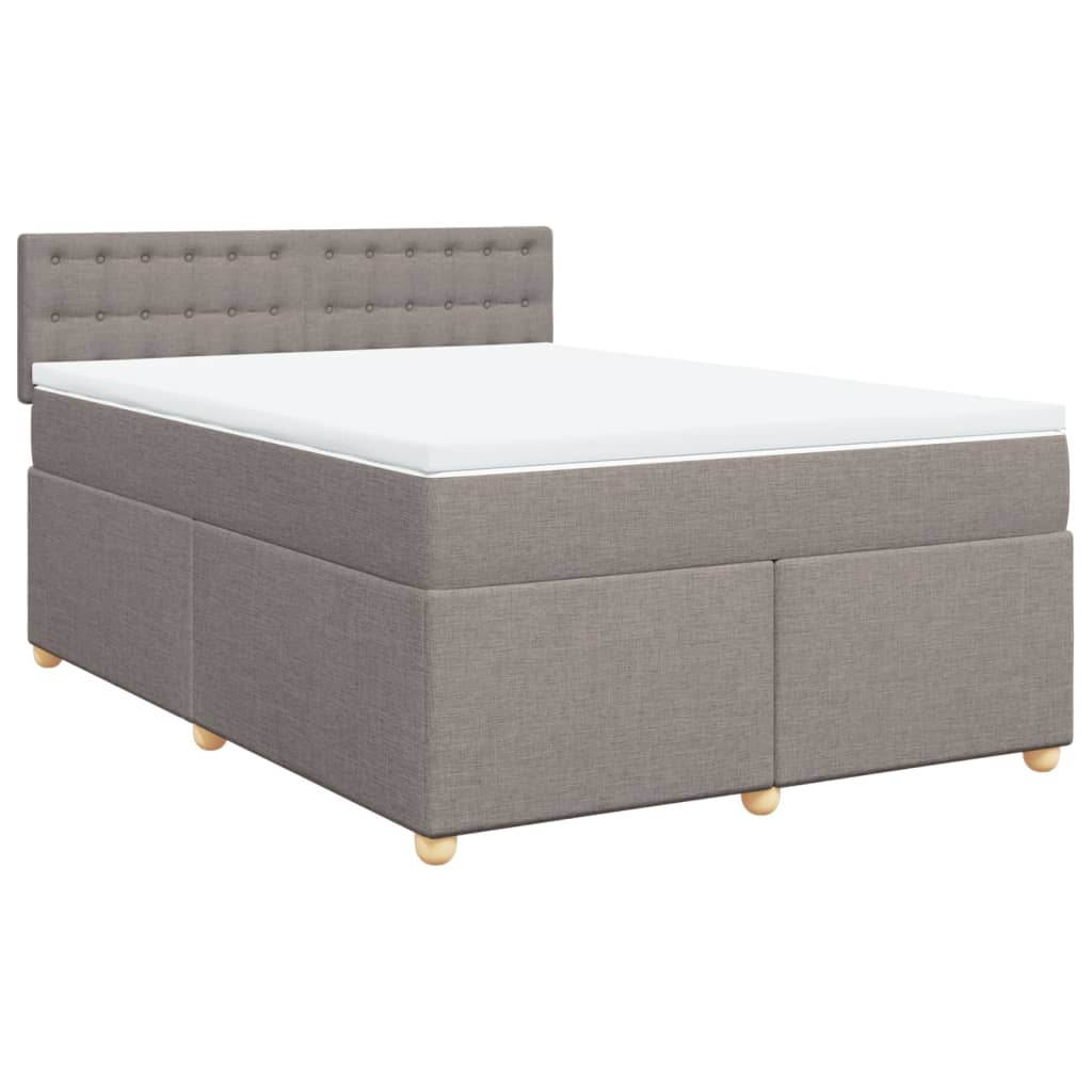 Κρεβάτι Boxspring με Στρώμα Taupe 160x200 εκ. Υφασμάτινο - Pakobazaar