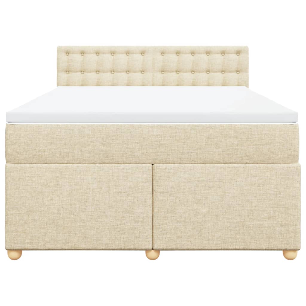 Κρεβάτι Boxspring με Στρώμα Κρεμ 160x200 εκ. Υφασμάτινο - Pakobazaar