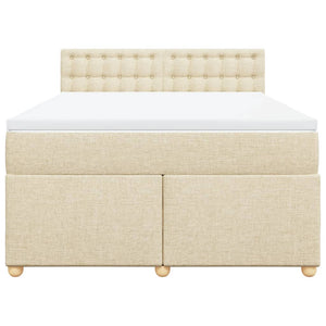 Κρεβάτι Boxspring με Στρώμα Κρεμ 160x200 εκ. Υφασμάτινο - Pakobazaar
