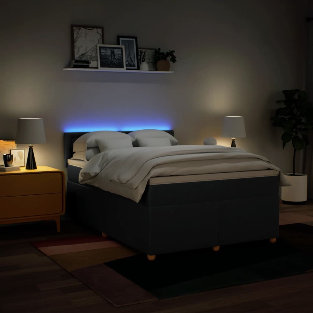 Κρεβάτι Boxspring με Στρώμα Μπλε 160x200 εκ. Υφασμάτινο - Pakobazaar