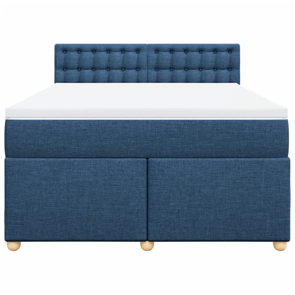 Κρεβάτι Boxspring με Στρώμα Μπλε 160x200 εκ. Υφασμάτινο - Pakobazaar