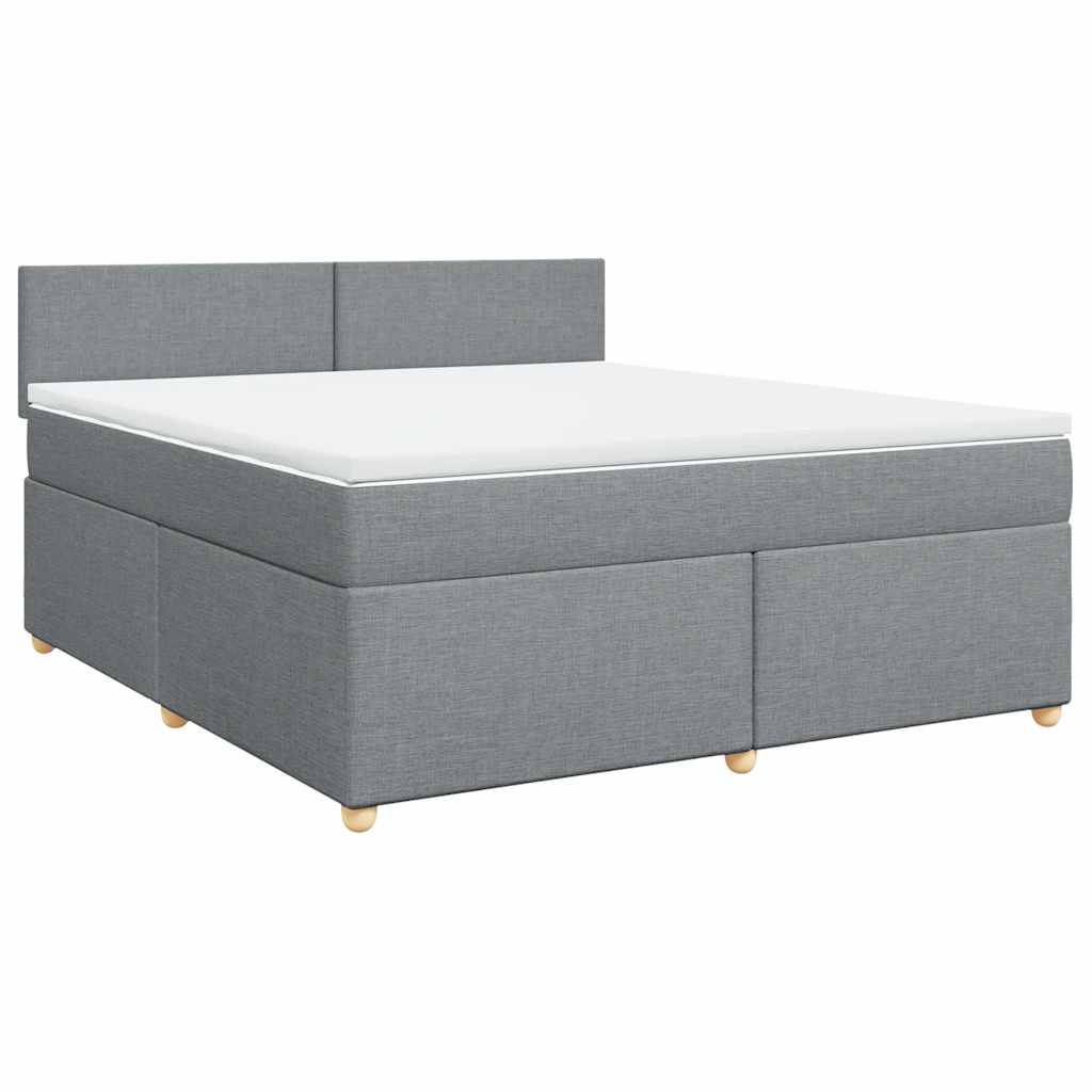 Κρεβάτι Boxspring με Στρώμα Ανοιχτό Γκρι 180x200 εκ. Υφασμάτινο - Pakobazaar