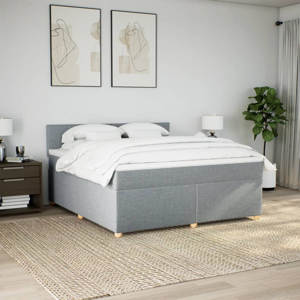 Κρεβάτι Boxspring με Στρώμα Ανοιχτό Γκρι 180x200 εκ. Υφασμάτινο - Pakobazaar