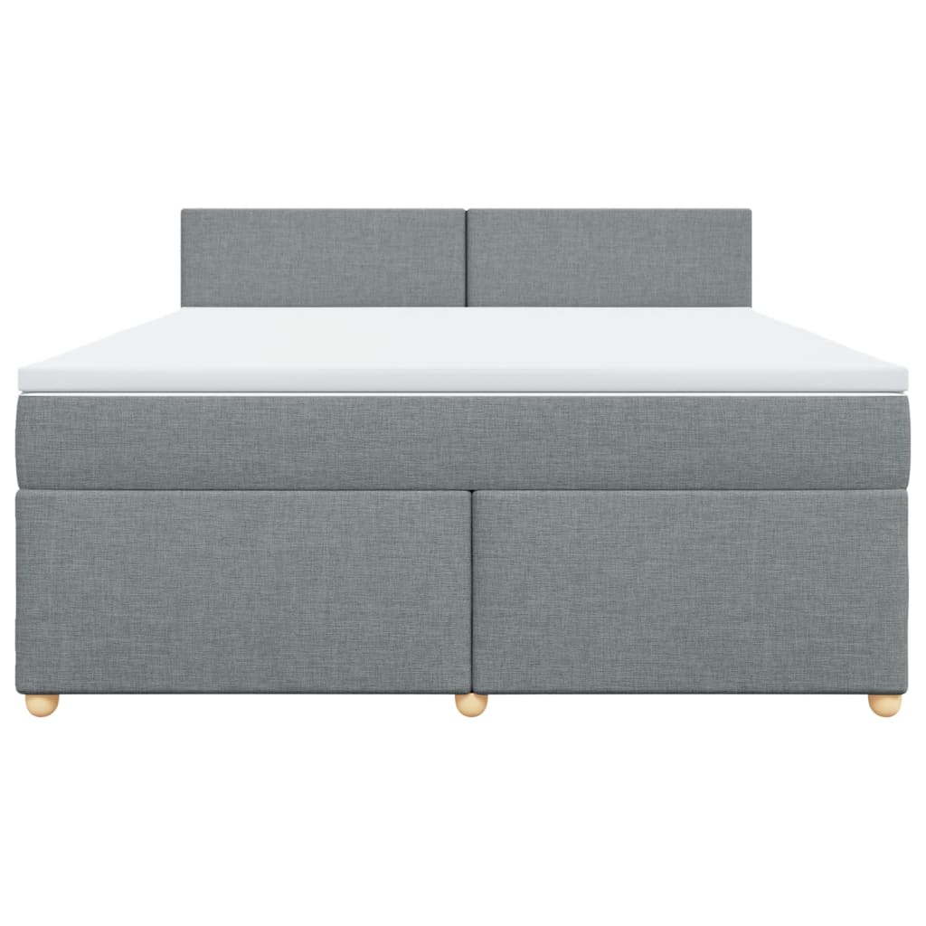Κρεβάτι Boxspring με Στρώμα Ανοιχτό Γκρι 180x200 εκ. Υφασμάτινο - Pakobazaar