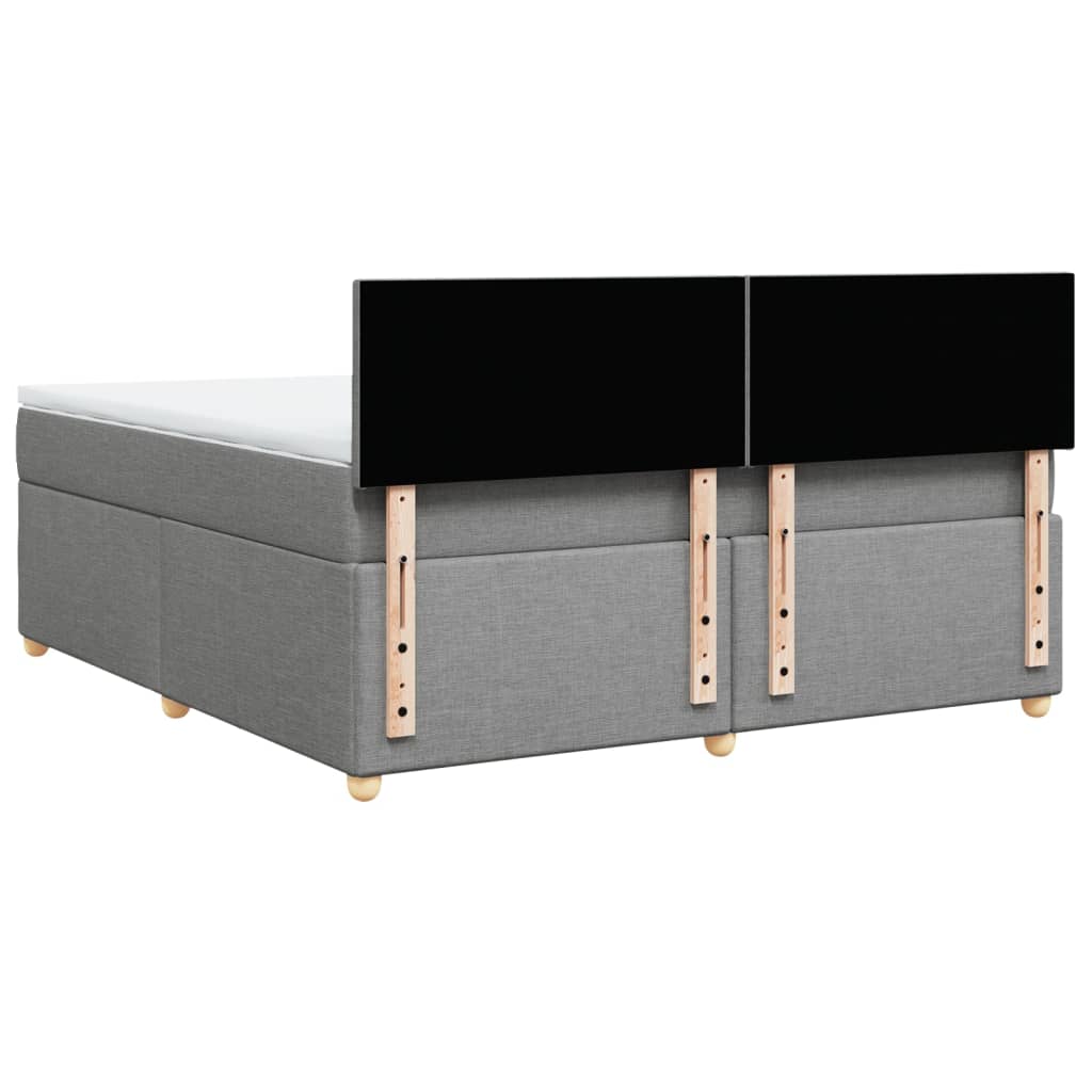 Κρεβάτι Boxspring με Στρώμα Ανοιχτό Γκρι 180x200 εκ. Υφασμάτινο - Pakobazaar
