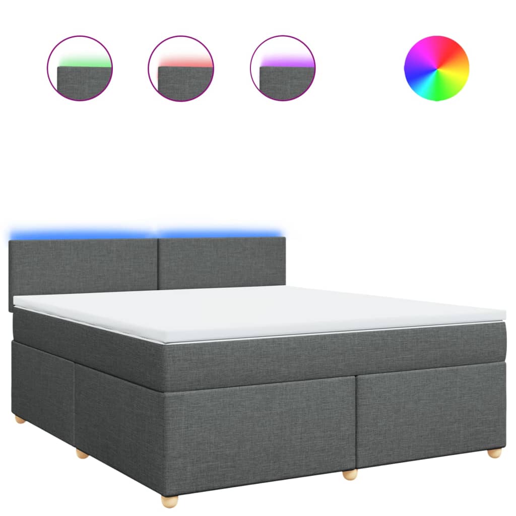 Κρεβάτι Boxspring με Στρώμα Σκούρο Γκρι 180x200 εκ Υφασμάτιν - Pakobazaar