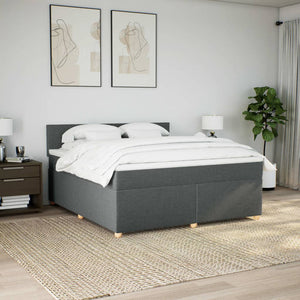 Κρεβάτι Boxspring με Στρώμα Σκούρο Γκρι 180x200 εκ Υφασμάτιν - Pakobazaar