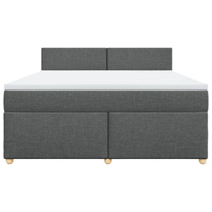 Κρεβάτι Boxspring με Στρώμα Σκούρο Γκρι 180x200 εκ Υφασμάτιν - Pakobazaar