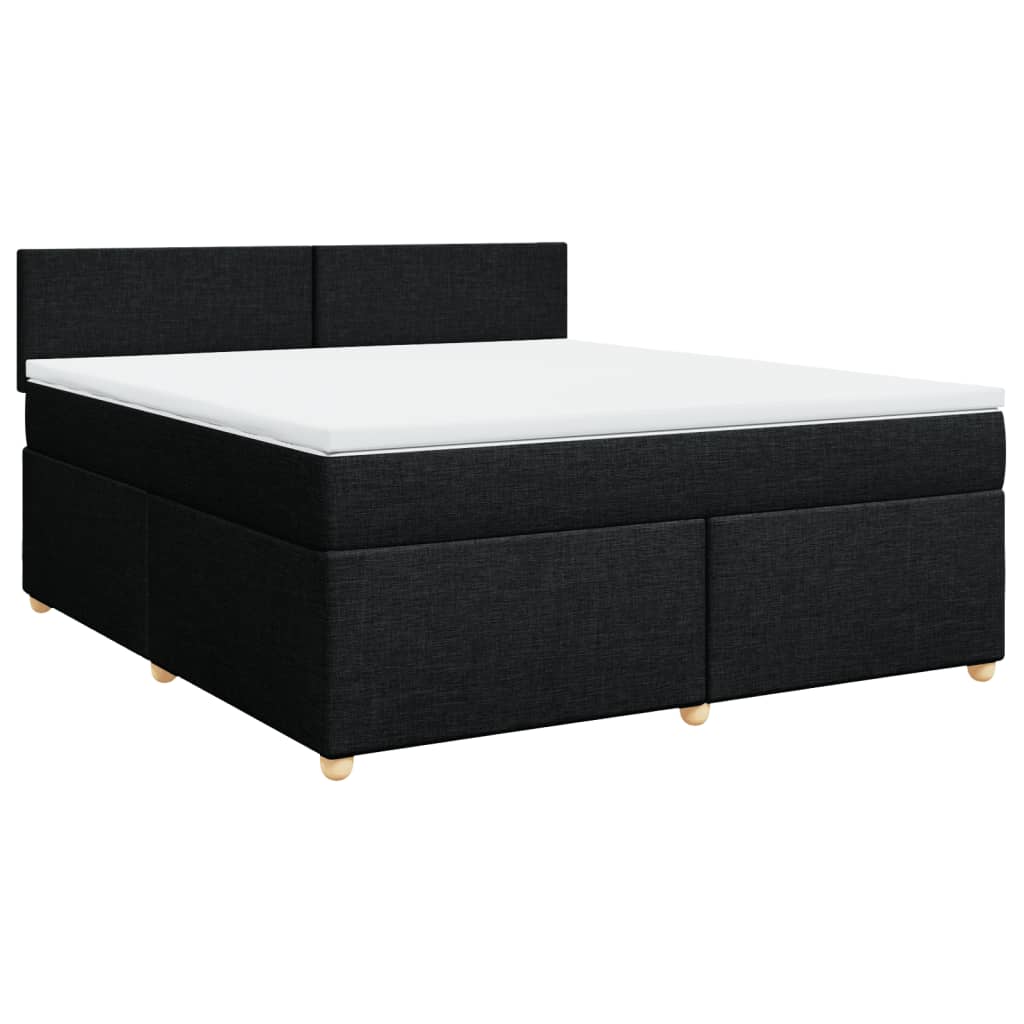 Κρεβάτι Boxspring με Στρώμα Μαύρο 180x200 εκ. Υφασμάτινο