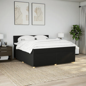 Κρεβάτι Boxspring με Στρώμα Μαύρο 180x200 εκ. Υφασμάτινο - Pakobazaar
