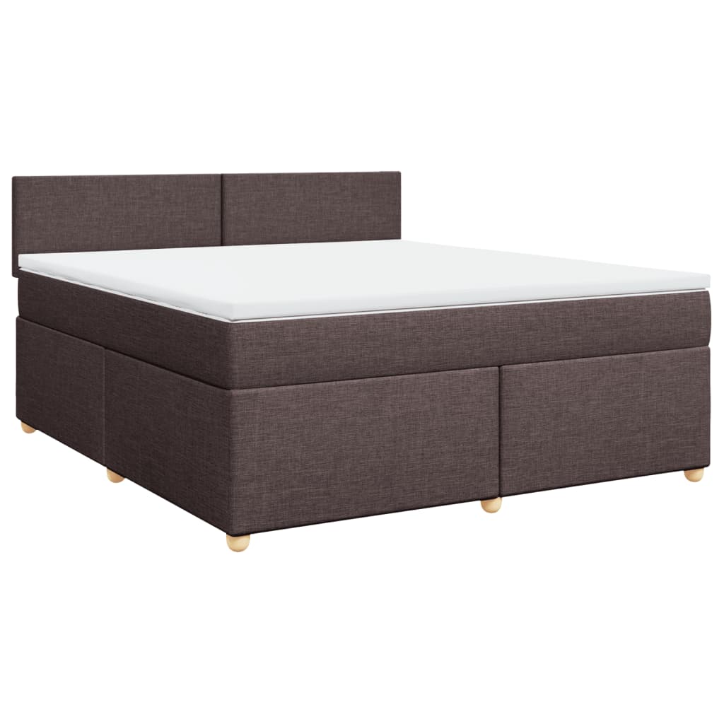 Κρεβάτι Boxspring με Στρώμα Σκούρο Καφέ 180x200 εκ Υφασμάτινο - Pakobazaar