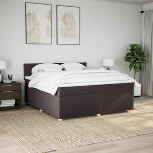 Κρεβάτι Boxspring με Στρώμα Σκούρο Καφέ 180x200 εκ Υφασμάτινο - Pakobazaar