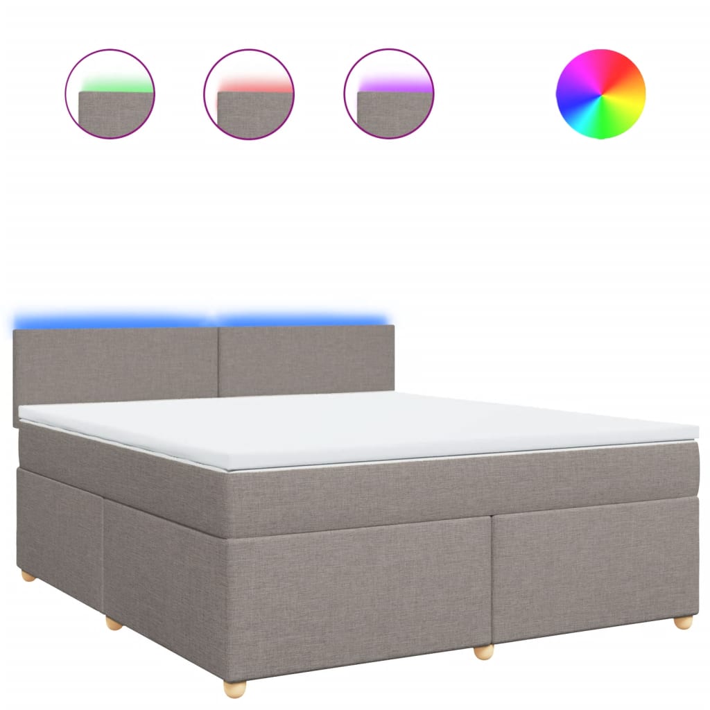 Κρεβάτι Boxspring με Στρώμα Taupe 180x200 εκ. Υφασμάτινο - Pakobazaar