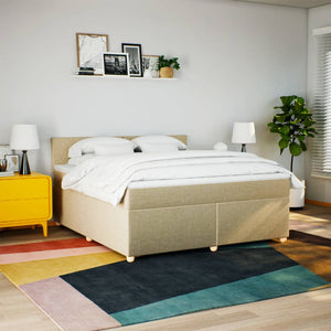 Κρεβάτι Boxspring με Στρώμα Κρεμ 180x200 εκ. Υφασμάτινο - Pakobazaar