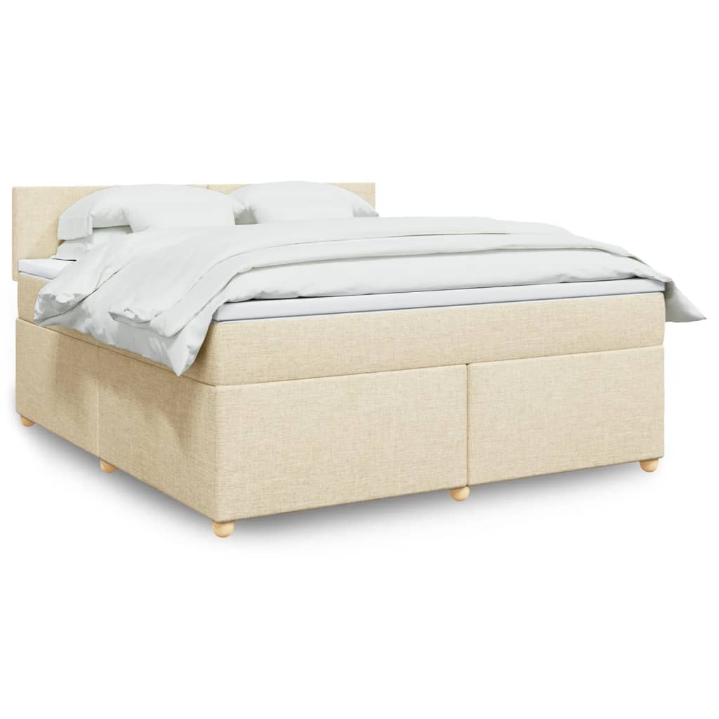 Κρεβάτι Boxspring με Στρώμα Κρεμ 180x200 εκ. Υφασμάτινο - Pakobazaar
