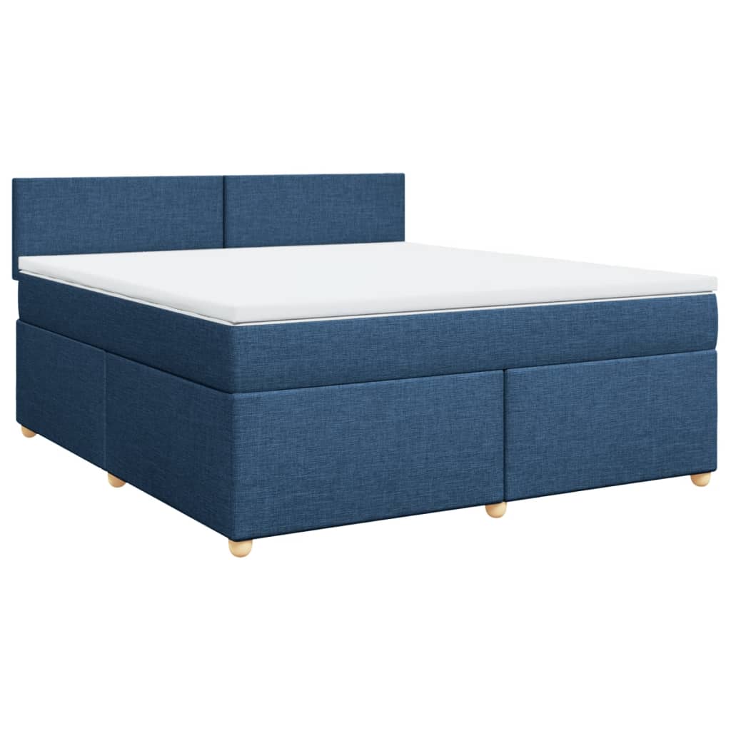 Κρεβάτι Boxspring με Στρώμα Μπλε 180x200 εκ. Υφασμάτινο - Pakobazaar