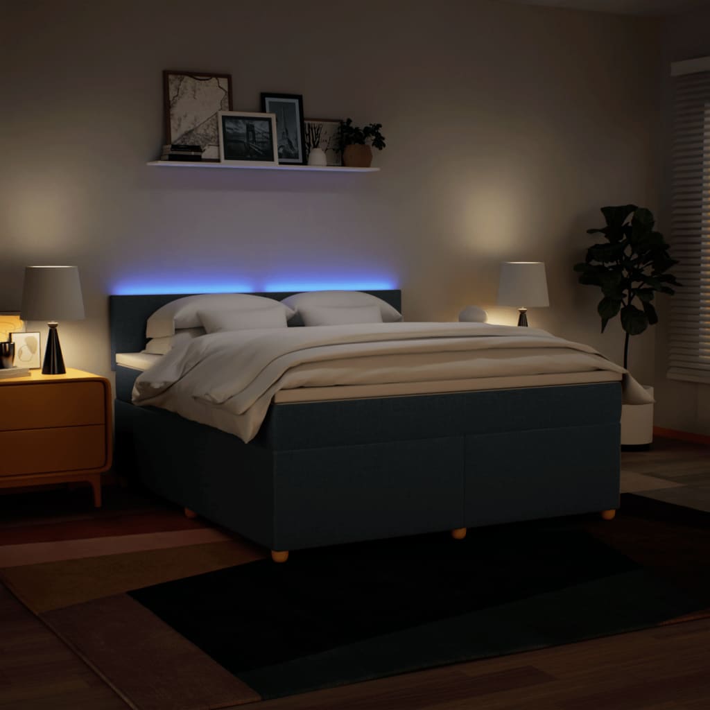 Κρεβάτι Boxspring με Στρώμα Μπλε 180x200 εκ. Υφασμάτινο - Pakobazaar