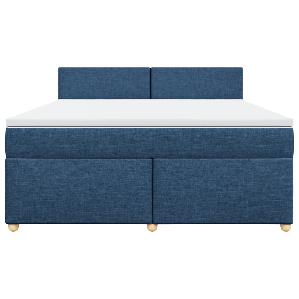 Κρεβάτι Boxspring με Στρώμα Μπλε 180x200 εκ. Υφασμάτινο - Pakobazaar