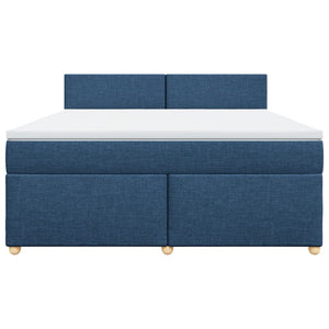Κρεβάτι Boxspring με Στρώμα Μπλε 180x200 εκ. Υφασμάτινο - Pakobazaar