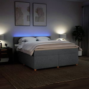 Κρεβάτι Boxspring με Στρώμα Ανοιχτό Γκρι 180x200 εκ. Υφασμάτινο - Pakobazaar