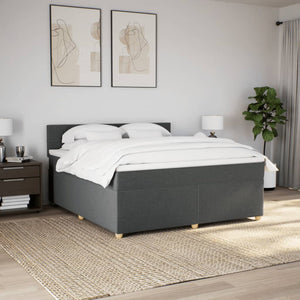 Κρεβάτι Boxspring με Στρώμα Σκούρο Γκρι 180x200 εκ Υφασμάτιν - Pakobazaar