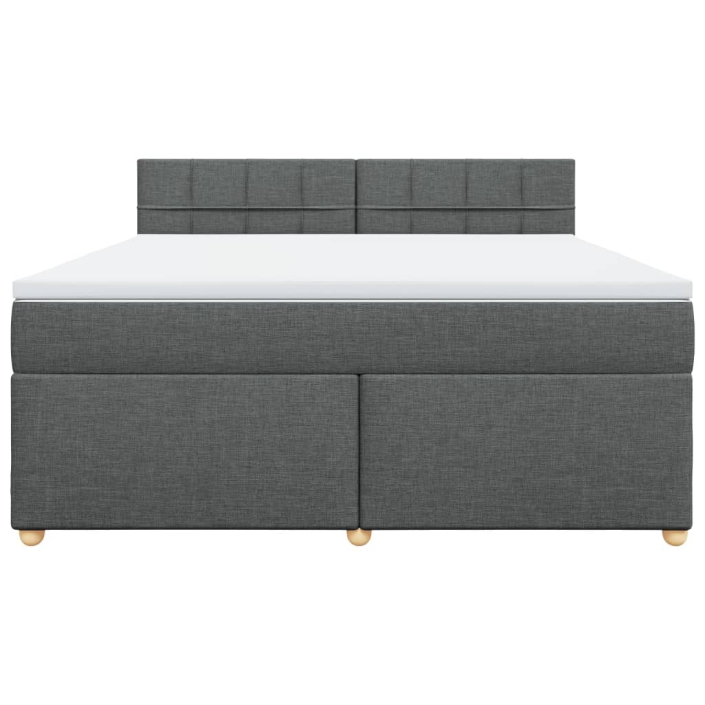 Κρεβάτι Boxspring με Στρώμα Σκούρο Γκρι 180x200 εκ Υφασμάτιν - Pakobazaar