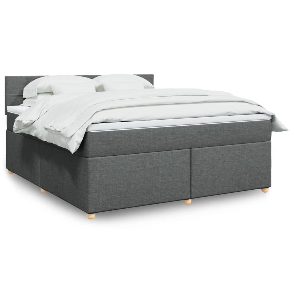 Κρεβάτι Boxspring με Στρώμα Σκούρο Γκρι 180x200 εκ Υφασμάτιν - Pakobazaar