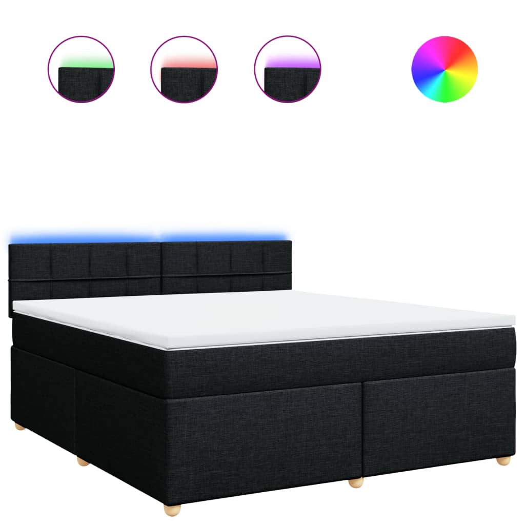 Κρεβάτι Boxspring με Στρώμα Μαύρο 180x200 εκ. Υφασμάτινο