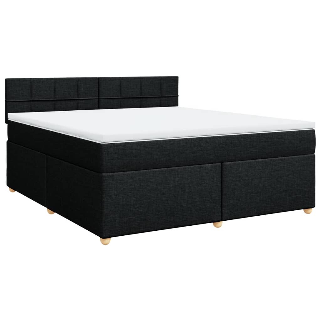 Κρεβάτι Boxspring με Στρώμα Μαύρο 180x200 εκ. Υφασμάτινο