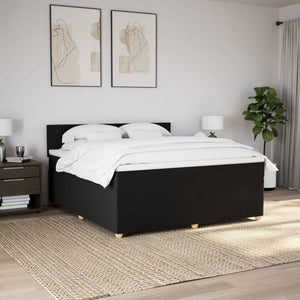 Κρεβάτι Boxspring με Στρώμα Μαύρο 180x200 εκ. Υφασμάτινο - Pakobazaar