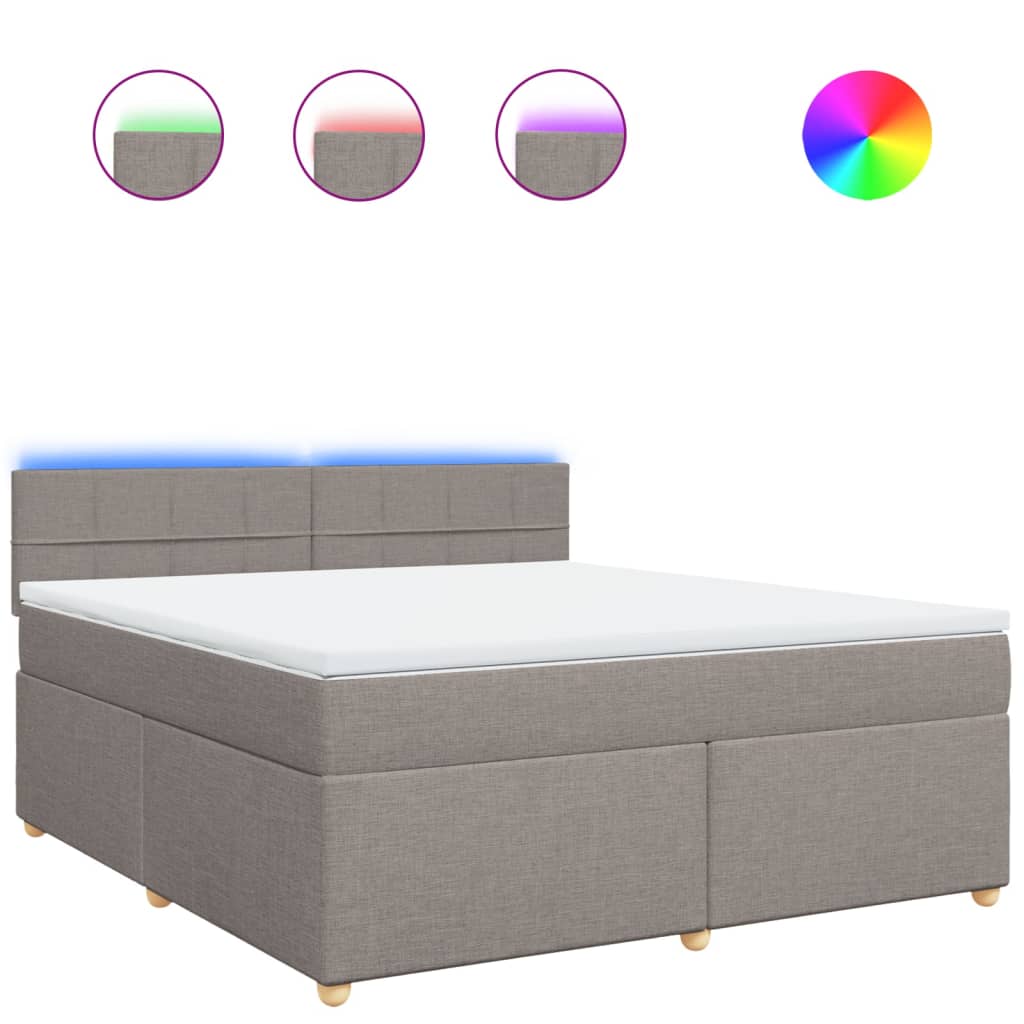 Κρεβάτι Boxspring με Στρώμα Taupe 180x200 εκ. Υφασμάτινο - Pakobazaar