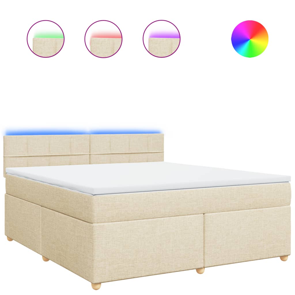 Κρεβάτι Boxspring με Στρώμα Κρεμ 180x200 εκ. Υφασμάτινο