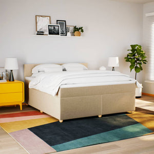 Κρεβάτι Boxspring με Στρώμα Κρεμ 180x200 εκ. Υφασμάτινο - Pakobazaar