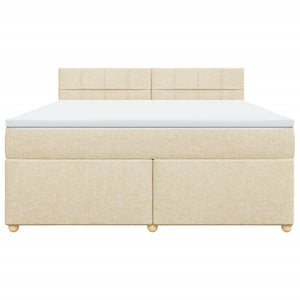 Κρεβάτι Boxspring με Στρώμα Κρεμ 180x200 εκ. Υφασμάτινο - Pakobazaar