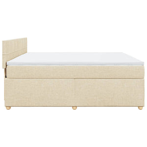 Κρεβάτι Boxspring με Στρώμα Κρεμ 180x200 εκ. Υφασμάτινο - Pakobazaar