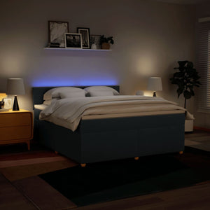 Κρεβάτι Boxspring με Στρώμα Μπλε 180x200 εκ. Υφασμάτινο - Pakobazaar