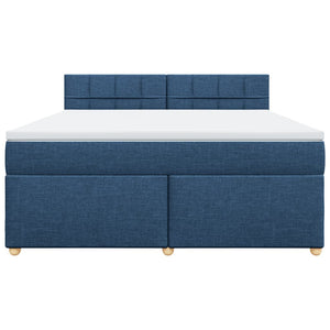 Κρεβάτι Boxspring με Στρώμα Μπλε 180x200 εκ. Υφασμάτινο - Pakobazaar