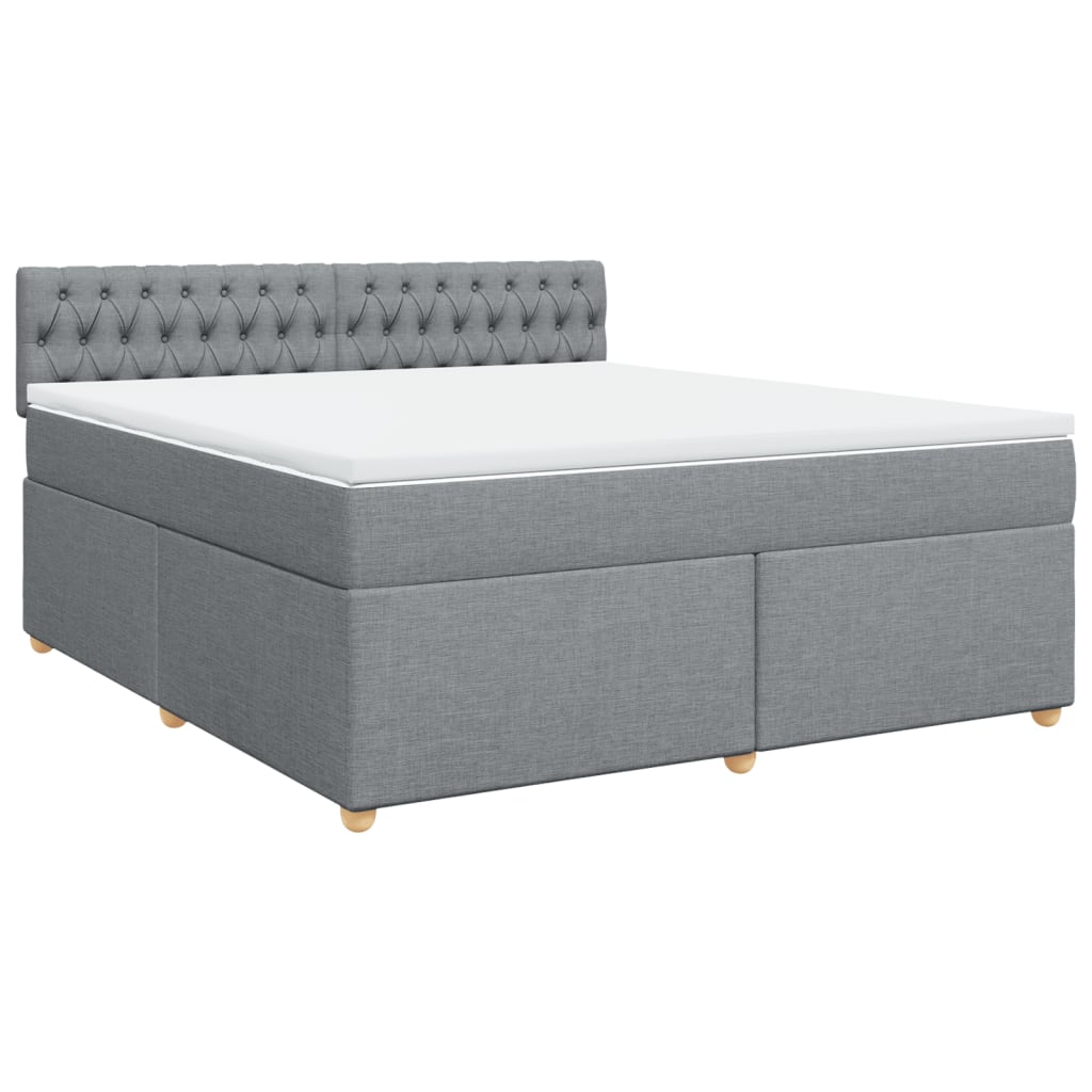 Κρεβάτι Boxspring με Στρώμα Ανοιχτό Γκρι 180x200 εκ. Υφασμάτινο - Pakobazaar