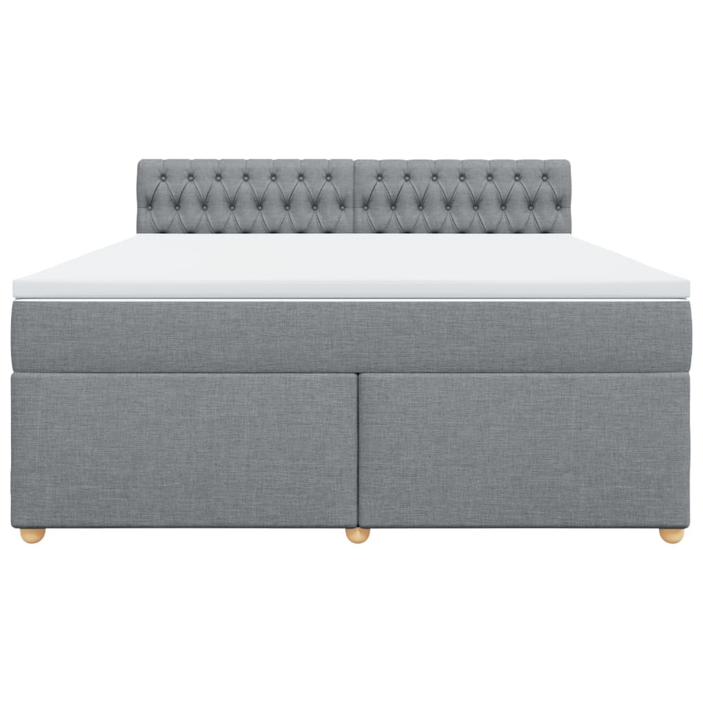 Κρεβάτι Boxspring με Στρώμα Ανοιχτό Γκρι 180x200 εκ. Υφασμάτινο - Pakobazaar