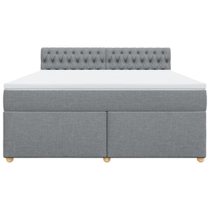 Κρεβάτι Boxspring με Στρώμα Ανοιχτό Γκρι 180x200 εκ. Υφασμάτινο - Pakobazaar