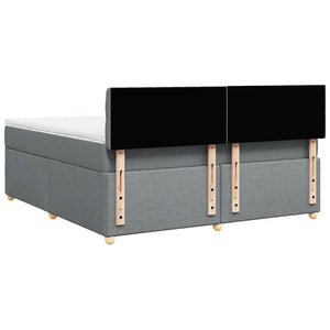 Κρεβάτι Boxspring με Στρώμα Ανοιχτό Γκρι 180x200 εκ. Υφασμάτινο - Pakobazaar