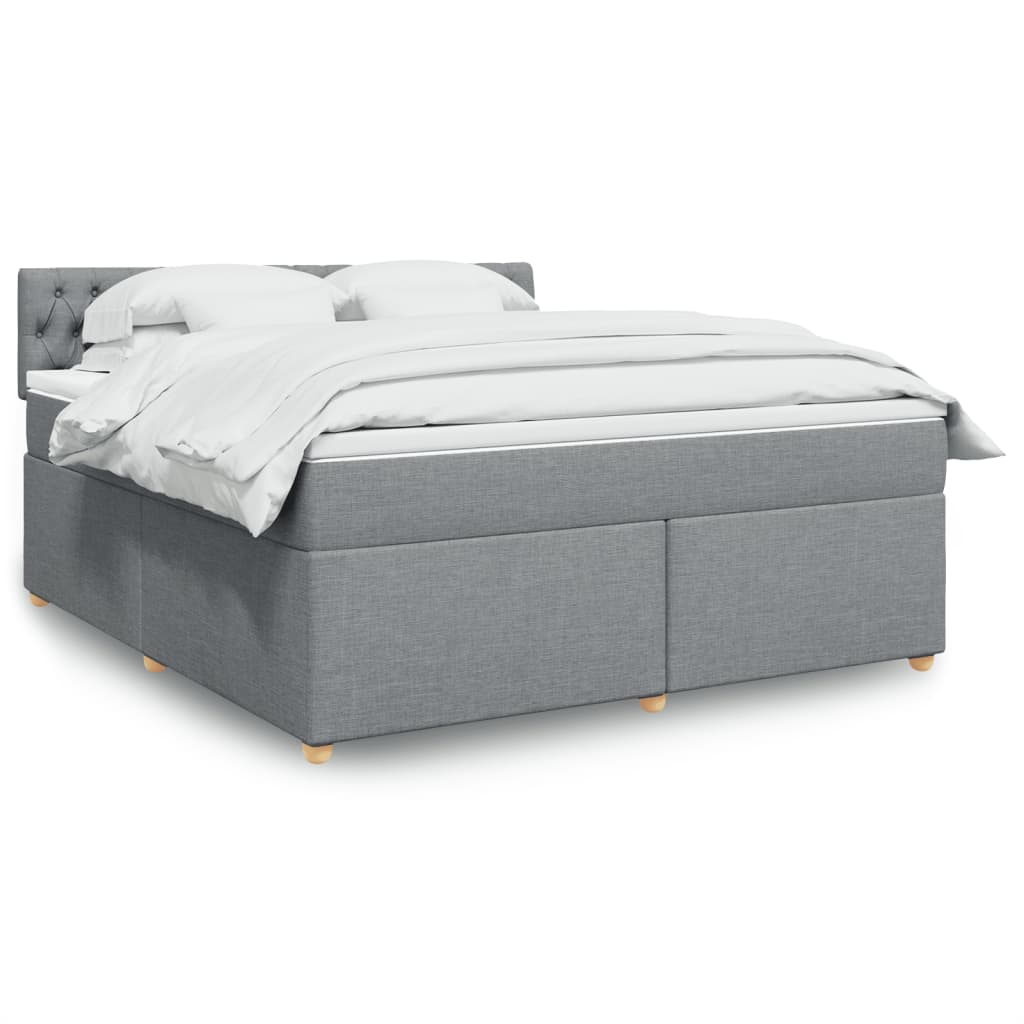 Κρεβάτι Boxspring με Στρώμα Ανοιχτό Γκρι 180x200 εκ. Υφασμάτινο - Pakobazaar