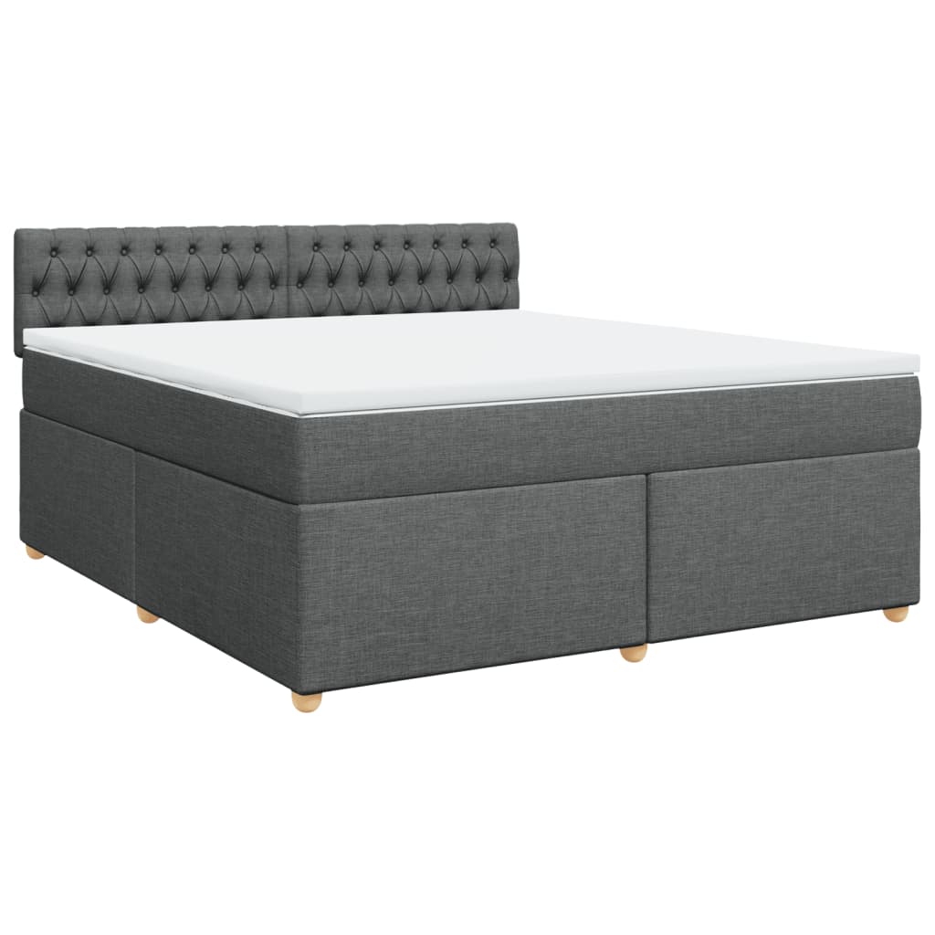 Κρεβάτι Boxspring με Στρώμα Σκούρο Γκρι 180x200 εκ Υφασμάτιν - Pakobazaar