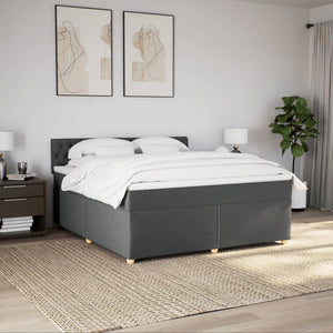 Κρεβάτι Boxspring με Στρώμα Σκούρο Γκρι 180x200 εκ Υφασμάτιν - Pakobazaar