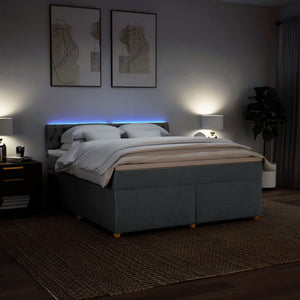 Κρεβάτι Boxspring με Στρώμα Σκούρο Γκρι 180x200 εκ Υφασμάτιν - Pakobazaar